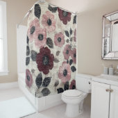 Rustic Blush Bloem Motief Linnen (7) Douchegordijn (In situ)