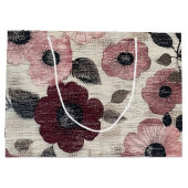Rustic Blush Bloem Motief Linnen (7) Groot Cadeauzakje (Achterkant)