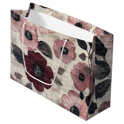 Rustic Blush Bloem Motief Linnen (7) Groot Cadeauzakje (Voorkant Gekanteld)