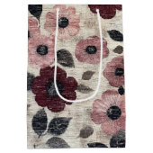 Rustic Blush Bloem Motief Linnen (7) Medium Cadeauzakje (Achterkant)