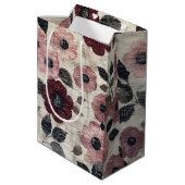 Rustic Blush Bloem Motief Linnen (7) Medium Cadeauzakje (Achterkant Gekanteld)