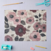 Rustic Blush Bloem Motief Linnen (7) Tissuepapier (Craft)