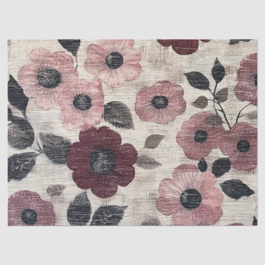Rustic Blush Bloem Motief Linnen (7) Tissuepapier (Voorkant)