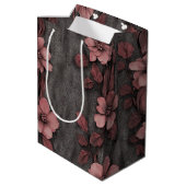 Rustic Blush Bloem Motief Linnen (8) Medium Cadeauzakje (Achterkant Gekanteld)