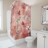 Rustic Blush Bloem Motief Linnen (9) Douchegordijn (In situ)