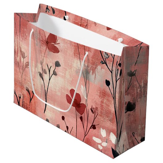 Rustic Blush Bloem Motief Linnen (9) Groot Cadeauzakje (Voorkant Gekanteld)