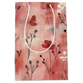 Rustic Blush Bloem Motief Linnen (9) Medium Cadeauzakje (Voorkant)