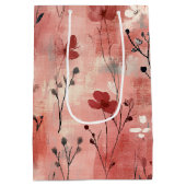 Rustic Blush Bloem Motief Linnen (9) Medium Cadeauzakje (Achterkant)