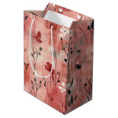 Rustic Blush Bloem Motief Linnen (9) Medium Cadeauzakje (Achterkant Gekanteld)