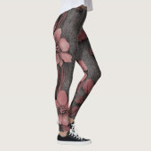 Rustic Blush Bloem Motief Linnen Patroon (8) Leggings (Rechts)