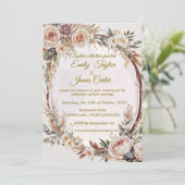 Rustic Blush Bloemen Huwelijksuitnodiging Kaart (Staand voorkant)