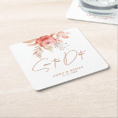 Rustic Blush Bloemen Romantische bruiloft Save the Kartonnen Onderzetters (Schuin)