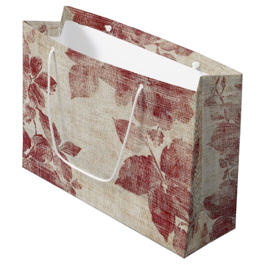 Rustic Blush Bloemendessin Linnen Patroon (1) Groot Cadeauzakje (Voorkant Gekanteld)