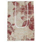 Rustic Blush Bloemendessin Linnen Patroon (1) Medium Cadeauzakje (Achterkant)