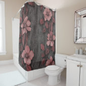Rustic Blush Bloemendessin Linnen Patroon (8) Douchegordijn (In situ)