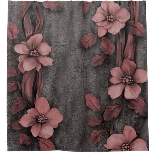 Rustic Blush Bloemendessin Linnen Patroon (8) Douchegordijn (Voorkant)