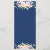 Rustic Blush Blue Floral Flowers Wedding Menu (Achterkant)