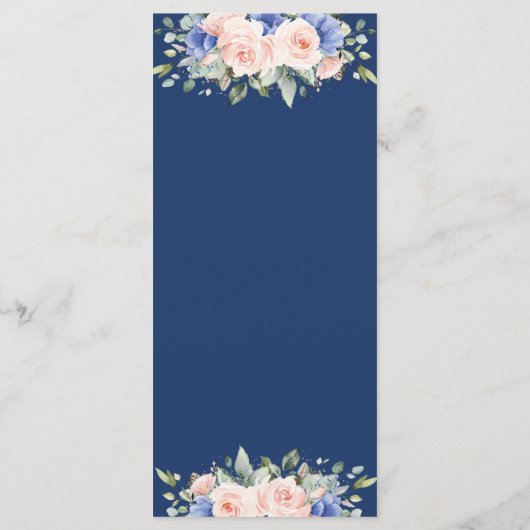 Rustic Blush Blue Floral Flowers Wedding Menu (Achterkant)