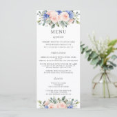 Rustic Blush Blue Floral Flowers Wedding Menu (Staand voorkant)