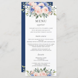 Rustic Blush Blue Floral Flowers Wedding Menu