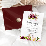 Rustic Blush Bourgogne Floral The Wedding of Kaart<br><div class="desc">Deze roestachtige blestige bogundy floral is de bruiloft van de uitnodiging perfect voor een eenvoudige bruiloft. Het ontwerp is voorzien van roze,  blozen,  rode,  bruine en bordedige waterverven met groen bladeren.</div>