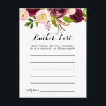 Rustic Blush Bourgondië Floral Bucket List Kaarten<br><div class="desc">Deze rustieke blush bordeaux bloemenbucket list kaarten zijn de perfecte activiteit voor een eenvoudige bruiloft receptie of vrijgezellenfeest. Het ontwerp is voorzien van roze,  blush,  rood,  bordeaux en bordo waterverf met groen gebladerte. Bucket List teken wordt apart verkocht.</div>