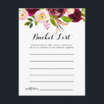 Rustic Blush Bourgondië Floral Bucket List Kaarten<br><div class="desc">Deze rustieke blush bordeaux bloemenbucket list kaarten zijn de perfecte activiteit voor een eenvoudige bruiloft receptie of vrijgezellenfeest. Het ontwerp is voorzien van roze,  blush,  rood,  bordeaux en bordo waterverf met groen gebladerte. Bucket List teken wordt apart verkocht.</div>