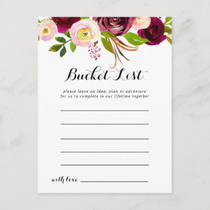 Rustic Blush Bourgondië Floral Bucket List Kaarten