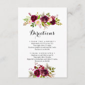 Rustic Blush Bourgondië Floral Wedding Routebeschr Informatiekaartje (Voorkant)