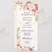 Rustic Blush Bourgondië huwelijksprogramma Programmakaart (Voorkant / Achterkant)