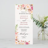 Rustic Blush Bourgondië huwelijksprogramma Programmakaart (Staand voorkant)