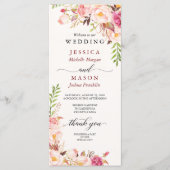 Rustic Blush Bourgondië huwelijksprogramma Programmakaart (Voorkant)