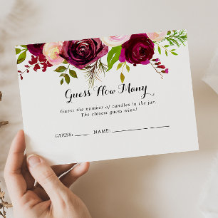 Rustic Blush Bourgondië raden hoeveel spel Kaart Visitekaartje