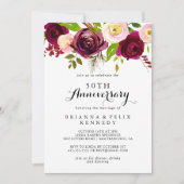 Rustic Blush Burgundy 50th Wedding Jubileum Kaart (Voorkant)