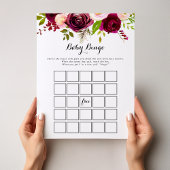 Rustic Blush Burgundy Baby Bingo Shower Game