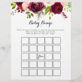 Rustic Blush Burgundy Baby Bingo Shower Game (Voorkant)