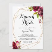 Rustic Blush Burgundy Brunch met bride Shower Kaart (Voorkant)