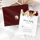Rustic Blush Burgundy Floral Calligrafie RSVP