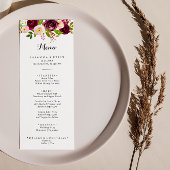 Rustic Blush Burgundy Floral Calligraphy Dinner Menu