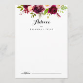 Rustic Blush Burgundy Floral Calligraphy Wedding Advieskaart (Voorkant)