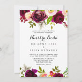 Rustic Blush Burgundy Floral Nuestra Boda Wedding Kaart (Voorkant)