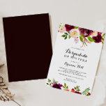 Rustic Blush Burgundy Floral Spaans Vrijgezellenfe Kaart<br><div class="desc">Deze prachtige blestige bruine brutale Spaanse doucheuitnodiging is perfect voor een eenvoudige trouwdouche. Het ontwerp is voorzien van roze,  blozen,  rode,  bruine en bordedige waterverven met groen bladeren.</div>