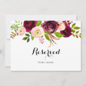 Rustic Blush Burgundy Floral Weddenschap Gereserve (Voorkant)