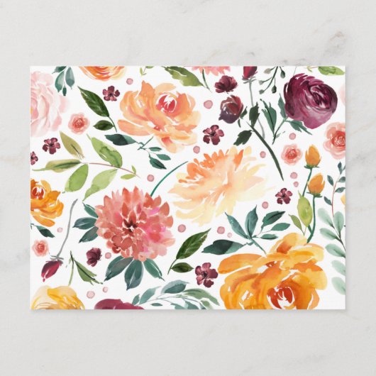 Rustic Blush Burgundy Floral Wedding Information Informatiekaartje (Achterkant)