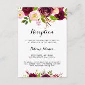 Rustic Blush Burgundy Floral Wedding Reception Informatiekaartje (Voorkant)