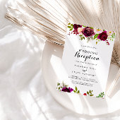 Rustic Blush Burgundy Floral Wedding Reception Kaart