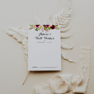 Rustic Blush Burgundy Floral Wedding Well Wishes Advieskaart