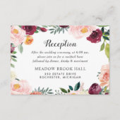 Rustic Blush Burgundy Floral Wreath Reception Informatiekaartje (Voorkant)