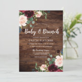 Rustic Blush & Burgundy Flowers Baby shower Kaart (Staand voorkant)