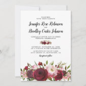 Rustic Blush Burgundy Flowers Wedding Kaart (Voorkant)